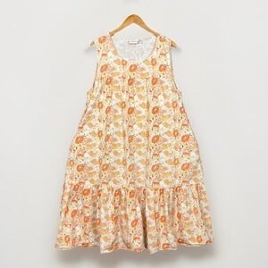 The Vermont Country Store Dress Womens XL Sleeveless Floral Ruffle Hem Cottage